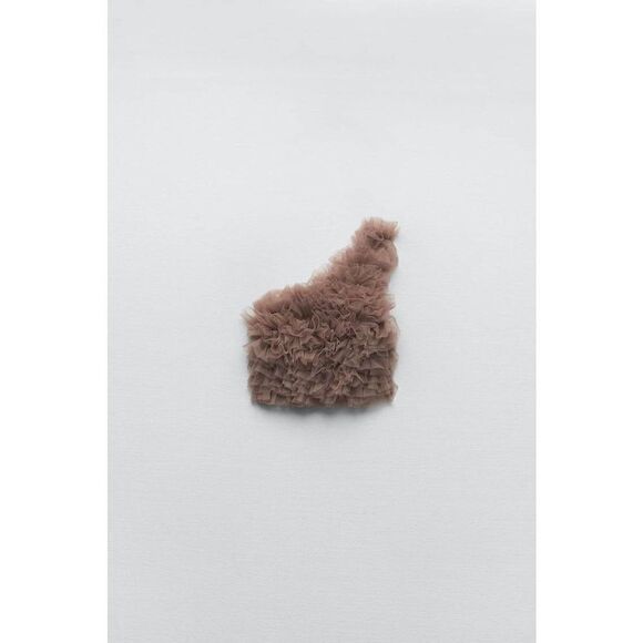 ZARA  ZARA TULLE CROP TOP taupe - Picture 14 of 16